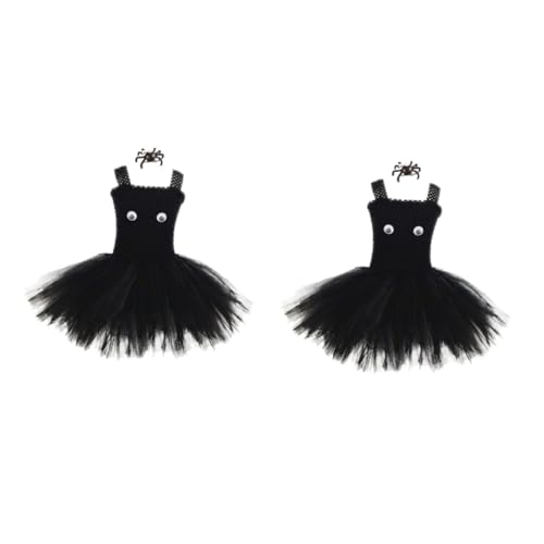 Healeved 2 Sätze Halloween Mädchen Tutu Kleid Set mit Spinnen Haarclip Ärmelloses Gefüttertes Party Kostüm Cosplay Outfit für Atmungsaktiv und Hautfreundlich für Karneval und Fotografie von Healeved
