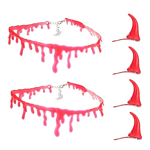 Healeved 2 Sätze Halloween Teufelshorn Haarklammern mit Halskette Haaraccessoires für Party Cosplay und Karneval Langlebig und Einfach zu Tragen Healeved 2 Sätze Halloween Teufelshorn Haarklammern mit Halskette Haaraccessoires für Party Cosplay und Karneval Langlebig und Einfach zu Tragen von Healeved
