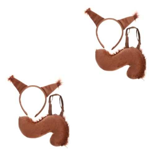 Healeved 2 Sätze Squirrel Ears Headband And Tail Weiches Plüsch Kostüm für Flauschiges Tier Cosplay Zubehör für Festivals und Partys Bequemes Haarreif für Halloween und Karneval von Healeved