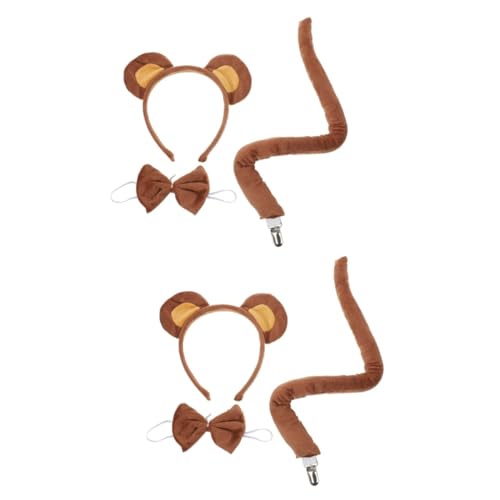 Healeved 2 Sets Bär Ohr Kopfschmuck Stirnband Kostüme Cosplay Tier Ohren Bär Kostüm Zubehör Plüsch von Healeved