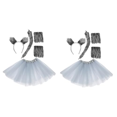 Healeved 2 Sets Requisiten Für Bühnenauftritte Werwolf Party Cosplay Wolf Requisiten Tutu Rock Geweih Wolfskostüm Für Cosplay Wolfskopf Realistischer Tierschwanz Wolfshandschuhe von Healeved