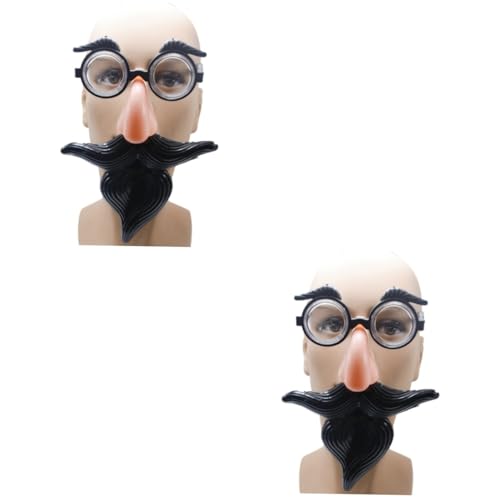 Healeved 2 Stck. Bartbrille Partybrille Halloween Kostüm Schnurrbart Brille gefälscht verrückte Brille Erwachsene schnapsgläser lustige von Healeved
