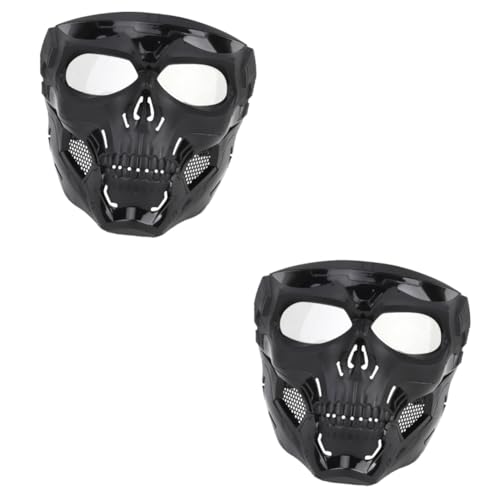 Healeved 2 Stck. taktische Maske Maskenkostüm Schädelmaske halbes Gesicht Masken-Cosplay Halloween reinigen Cosplay-Schädel Kopfbedeckung Schwarz von Healeved