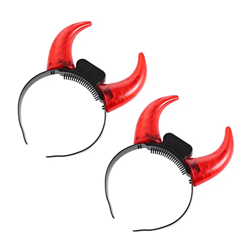 Healeved 2 Stück Beleuchtetes Teufelshorn-Stirnband Led-Haarband Halloween-Party-Zubehör Für Erwachsene Und Kinder Healeved 2 Stück Beleuchtetes Teufelshorn-Stirnband Led-Haarband Halloween-Party-Zubehör Für Erwachsene Und Kinder von Healeved