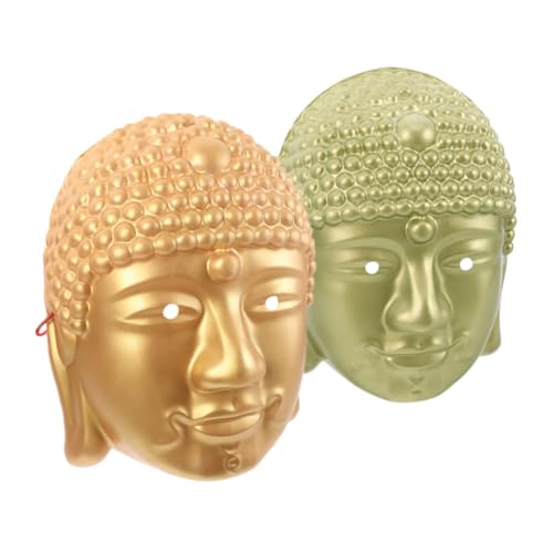 Healeved 2 Stück Buddha-kopfmaske Festival-kostüm-maske Cosplay-zubehör-maske Karneval Kopf Maske Karneval Cosplay Maske Fun Party Maske Karneval-maskerade-kostüm Maskerademaske Pvc von Healeved