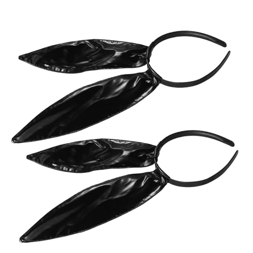 Healeved 2 Stück Cosplay Hasenohren Stirnband aus Schwarzem Kunstleder Stylisches Party-accessoire für Halloween Weihnachten und Kostümfeste Vielseitig Einsetzbar für Frauen von Healeved