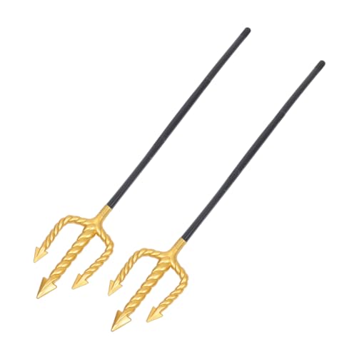 Healeved 2 Stück Dreifachgabel Requisiten Dreizack Halloween Heugabel Requisite Cosplay Kostüm Kostümparty Kinderspielzeug Streich Gadgets Szene Kinderzubehör Kunststoff von Healeved