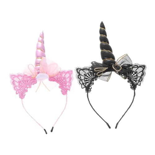 Healeved 2 Stück Einhorn Haarreif Kostüm Haarreifen Fotografie Requisiten Weicher Komfortabel Rutschfest Für Bühne Party Accessoire Schwarz von Healeved