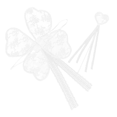 Healeved 2 Stück Feenstab-Set aus Spitze Prinzessin DIY für Mädchen Zauberer Zauberstab Schmetterlingskostüm für Mädchen erwachsene feenflügel Drachenflügel Feenkostüm für Frauen Tuch Weiß von Healeved
