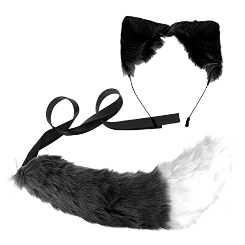 Healeved 2 Stück Fuchs Kostüm Set mit Schwarzem Kunstpelz Stirnband und Leicht und Hautfreundlich für Cosplay Halloween und Party für Mädchen von Healeved