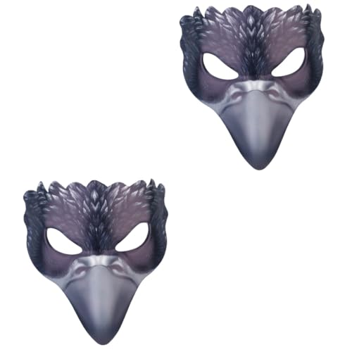 Healeved 2 Stück Halbgesichts-maske Vogelmotiv Crow Design Halloween Karneval Tierkostüm Party Masquerade Cosplay für Erwachsene und Jugendliche von Healeved
