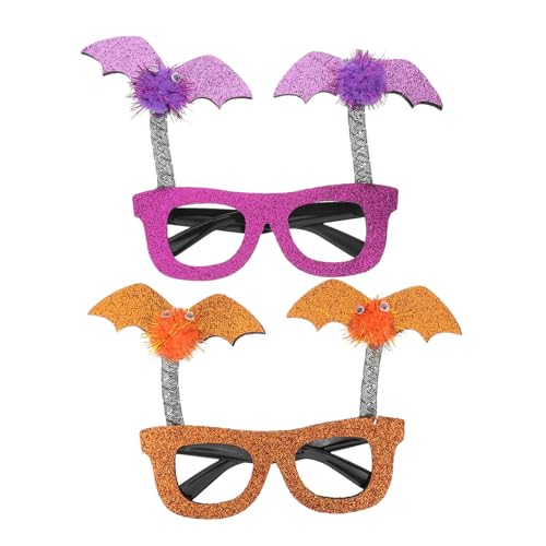 Healeved 2 Stück Halloween Brillenrahmen Kreative Fledermaus Augenbrillen für Kostümpartys Witzige Accessoires für Erwachsene für Fotos und Veranstaltungen von Healeved