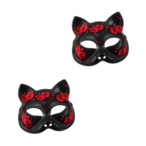 Healeved 2 Stück Halloween Fuchskostüm Damen Halbgesichts-maske aus Leichtem Kunststoff Cosplay Tiermaske Katze für Karneval Party und Maskenball Komfortabel mit Klarer Sicht Geeignet für von Healeved