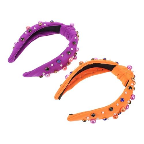 Healeved 2 Stück Halloween Haarreif mit Knoten Breites Verstellbares Stirnband mit Strass und Künstlichen Perlen Leichter Rutschfester Kopfschmuck für Frauen und Mädchen Cosplay Accessoire Healeved 2 Stück Halloween Haarreif mit Knoten Breites Verstellbares Stirnband mit Strass und Künstlichen Perlen Leichter Rutschfester Kopfschmuck für Frauen und Mädchen Cosplay Accessoire von Healeved