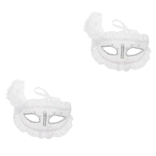 Healeved 2 Stück Halloween Spitzenmaske für Damen mit Künstlicher Perle und Federn Halbmaske für Karneval Maskenball und Cosplay Events für Festliche Anlässe Healeved 2 Stück Halloween Spitzenmaske für Damen mit Künstlicher Perle und Federn Halbmaske für Karneval Maskenball und Cosplay Events für Festliche Anlässe von Healeved