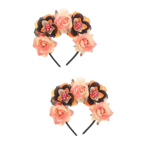 Healeved 2 Stück Halloween Stirnband mit Blumen und Schädel Dekorative Kopfbedeckung für Erwachsene für Halloween Kostümpartys und Fotoshootings von Healeved