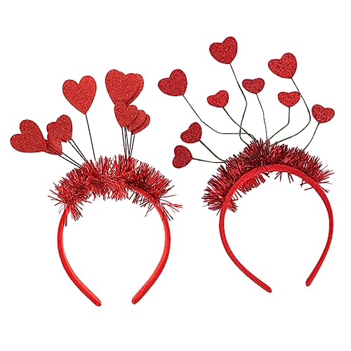 Healeved 2 Stück Herz Stirnbänder für Damen Dekorative Party Accessoires für Valentinstag Hochzeiten und Feiern Leicht und Komfortabel mit Einzigartigem Rot von Healeved