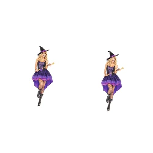 Healeved 2 Stück Hexenkostüm -Robe, Kostüm Halloween-Kostüme für Frauen Kostümfrauen Hexen Kostüme Halloweenkostüm kleidung Violett von Healeved