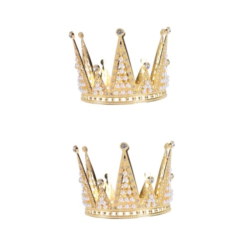 Healeved 2 Stück Hochzeitskrone Damen Tiara mit Perlen und Funkelnden Strasssteinen Dreieckige Haarschmuck Kronenform Leichtes Metall Festtagsdekoration für Braut Geburtstag und Party von Healeved