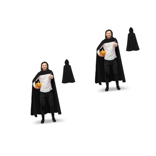 Healeved 2 Stück Hooded Cloak Schwarz für Halloween Kostüm Unisex Wizard Umhang Polyester Elegantes und Weiches Cape für Karneval Cosplay Leicht und Tragbar für Medieval Charaktere Healeved 2 Stück Hooded Cloak Schwarz für Halloween Kostüm Unisex Wizard Umhang Polyester Elegantes und Weiches Cape für Karneval Cosplay Leicht und Tragbar für Medieval Charaktere von Healeved
