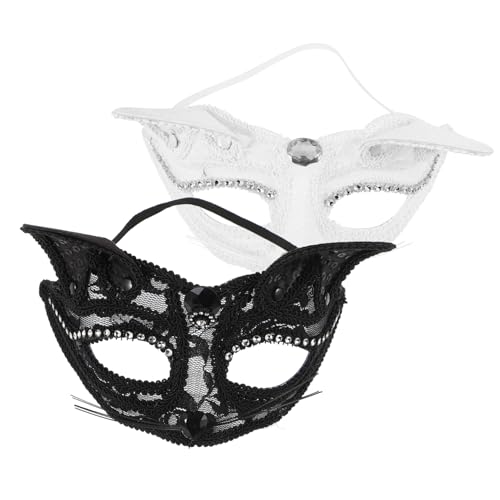 Healeved 2 Stück Japanische Fuchsmaske Halbgesichtsmaske für Halloween Karneval Cosplay Maskenball Party Schwarze und Weiße Dekorative Tiermasken Healeved 2 Stück Japanische Fuchsmaske Halbgesichtsmaske für Halloween Karneval Cosplay Maskenball Party Schwarze und Weiße Dekorative Tiermasken von Healeved