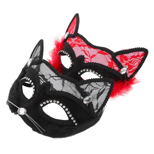 Healeved 2 Stück Katze Gesichtsmaske Maskerade Maske Katze Tiermasken Für Erwachsene Süße Katzengesichtsmaske Katzenmaske Für Frauen Katzenmaske Für Erwachsene Frau Polyester von Healeved