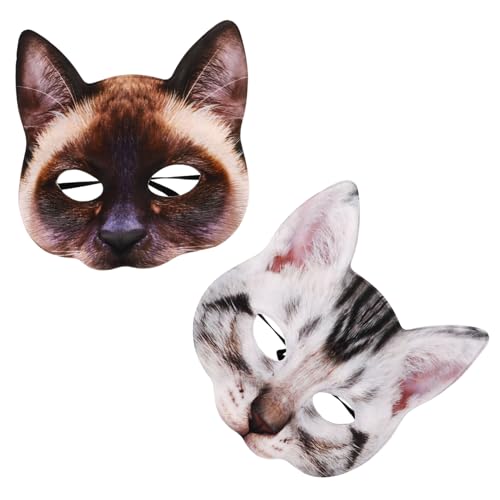 Healeved 2 Stück Katzenmasken Cosplay Maske Realistische Tiermasken für Halloween Karneval und Kostümpartys Elastisch und für Frauen Healeved 2 Stück Katzenmasken Cosplay Maske Realistische Tiermasken für Halloween Karneval und Kostümpartys Elastisch und für Frauen von Healeved