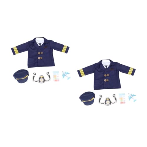 Healeved 2 Stück Kinderpilotenuniform Kinderkommode Pilotenanzug Piloten-outfits Cosplay-pilotenkleidung Stoff Healeved 2 Stück Kinderpilotenuniform Kinderkommode Pilotenanzug Piloten-outfits Cosplay-pilotenkleidung Stoff von Healeved