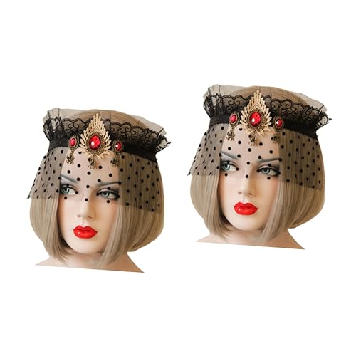 Healeved 2 Stück Kronenschleier Maske Cosplay-Stirnband Halloween-Spitzen-Stirnband Halloween -Kostüm Healeved 2 Stück Kronenschleier Maske Cosplay-Stirnband Halloween-Spitzen-Stirnband Halloween -Kostüm von Healeved