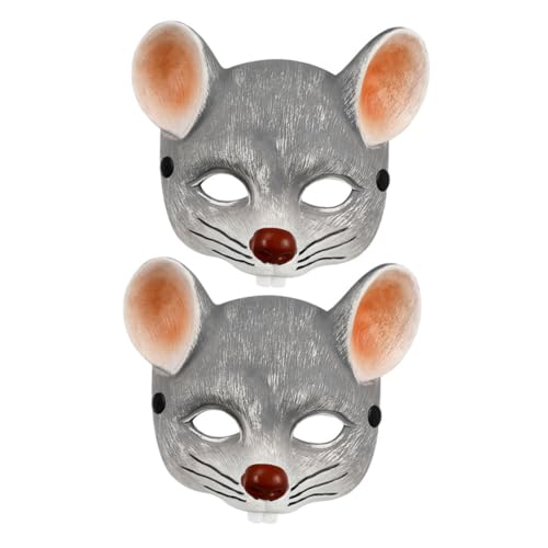Healeved 2 Stück Mausmaske Halbtiergesicht Katze Halloween-maske Cosplay-maskenparty Mauskopfmaske Maske Ratten-halbmasken Karnevalsmaske Für Tiermasken Pu-schaum Light Grey von Healeved