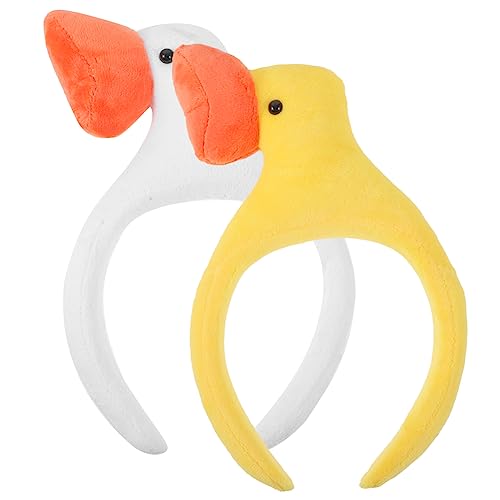 Healeved 2 Stück Niedliche Gänse Haarreifen Haarbänder für Damen Wiederverwendbar Lustige Party Kopfschmuck Cosplay Accessoires Gelb Weiß für Halloween Karneval Fotoshootings von Healeved