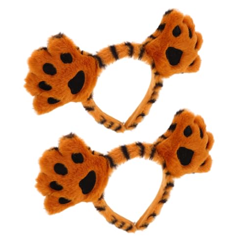 Healeved 2 Stück Plüschiger Kleiner Tigerkopfschmuck Karikatur Tiger-requisiten Party Ohr Tierkostüm-stirnbänder Stirnband Tierische Stirnbänder Cosplay Halloween Plastik Light Brown von Healeved
