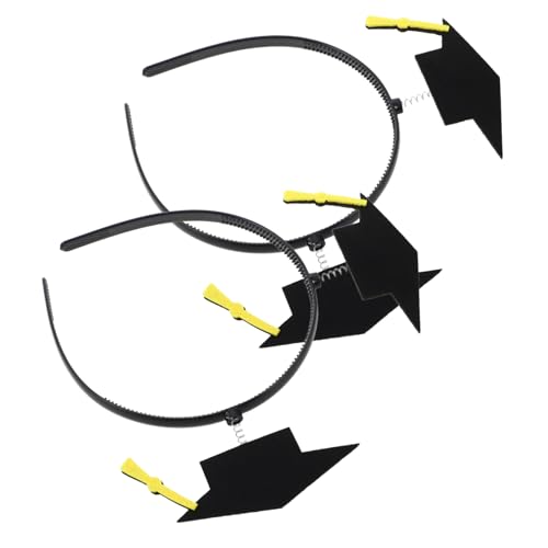 Healeved 2 Stück Prom -stirnband Abschlusssaison Zeremoniekostüme Abschluss Zubehör Kappen Für Die Schulabschlussfeier Grad Stirnband Abschlusskappe Haarband Haarzubehör Plastik Black von Healeved