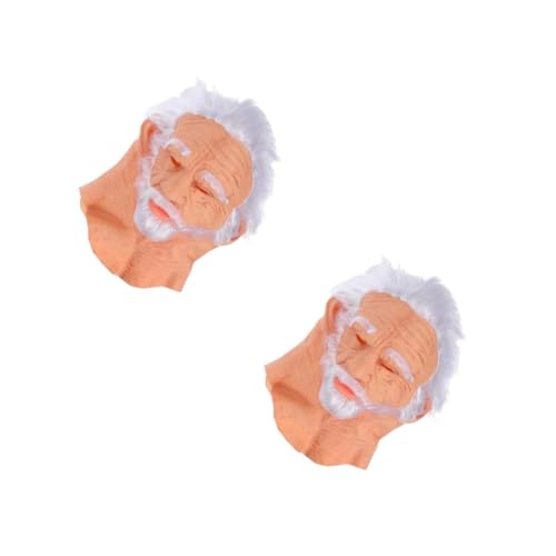 Healeved 2 Stück Realistischer Halloween Alte Mann mit Weißen Haaren und Gruseliges Atmungsaktives Gesicht mit Falten für Erwachsene Wiederverwendbar für Kostüm und Maskenpartys von Healeved