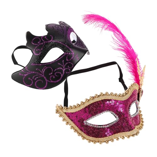 Healeved 2 Stück Retro Roman Maske Venezianische Partymaske Karneval-papiermaske Karneval-themenmasken Maskerademaske Karnevalsmaske Für Herren Cosplay-maske Karneval Maske Violett Plastik von Healeved