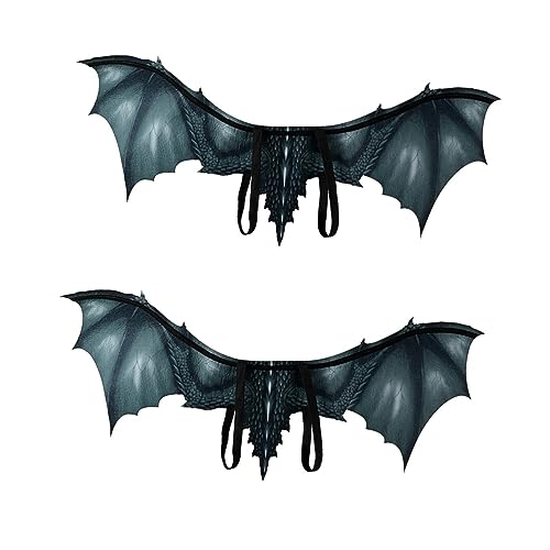 Healeved 2 Stück Schwarze Drachenflügel für Erwachsene Cosplay Kostüm Flügel Robustem Vliesstoff Bühnenrequisit Halloween Karneval Party Dekoration von Healeved