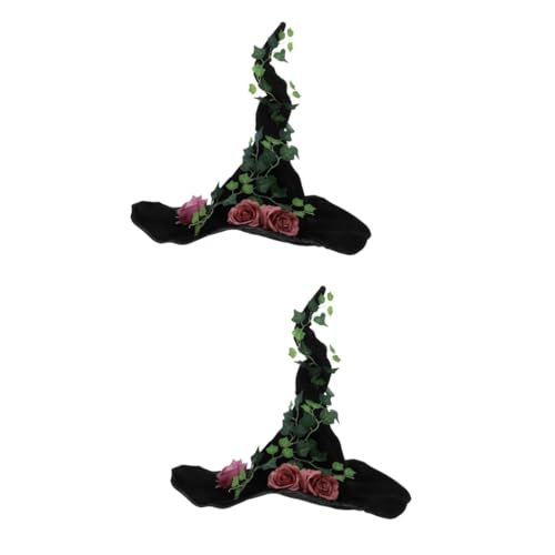 Healeved 2 Stück Schwarzer Hexenhut mit Rosen und Ranken Design für Halloween Bequemer und Langlebiger Kostümhut für für Kostümpartys und Bühnenaufführungen Healeved 2 Stück Schwarzer Hexenhut mit Rosen und Ranken Design für Halloween Bequemer und Langlebiger Kostümhut für für Kostümpartys und Bühnenaufführungen von Healeved