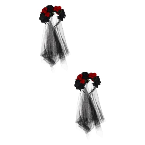 Healeved 2 Stück Schwarzes Haarschmuck Stirnband mit Künstlicher Rosenblüte Leichter Feiner Kopfschmuck für Frauen Eleganter Party und Cosplay Kopfschmuck Komfortabel und Langlebig von Healeved