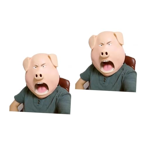 Healeved 2 Stück Schweinekopfmaske Halloween Kostüm gruseliges Schwein von Healeved