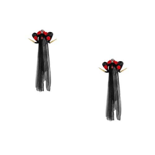 Healeved 2 Stück Simulation Horns Haarband mit Schleier Gothic Lolita Haarreif mit Roten Rosen für Halloween und Kostümpartys Bequem und Stylisch Healeved 2 Stück Simulation Horns Haarband mit Schleier Gothic Lolita Haarreif mit Roten Rosen für Halloween und Kostümpartys Bequem und Stylisch von Healeved