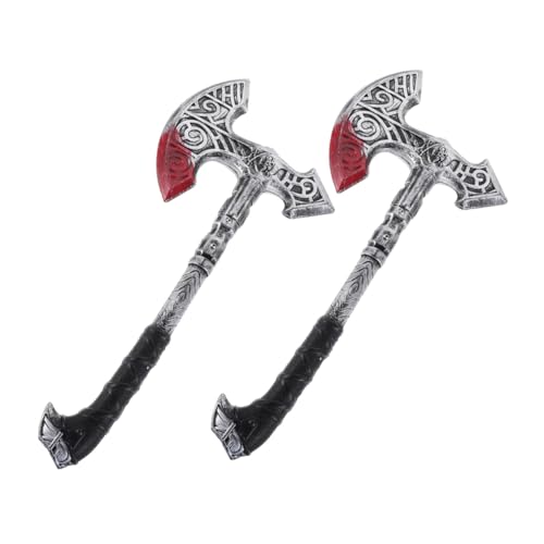 Healeved 2 Stück Teiliges Halloween Kostüm Axt Kunststoff Wikinger Requisite Langlebig und Wiederverwendbar für Mittelalterliche Rollenspiele und Ritter Kostümpartys von Healeved