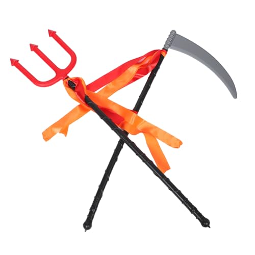 Healeved 2 Stück Teiliges Halloween Sense und Teufel Robuste Kunststoff Requisite für Erwachsene und Jugendliche Realistische und Leichte Halloween Party Zubehör Wiederverwendbar für Kostüm von Healeved