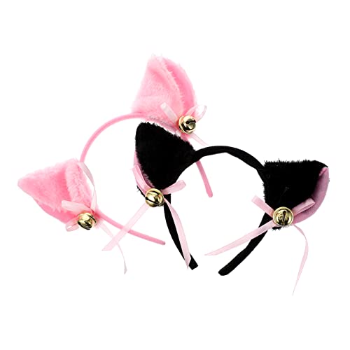 Healeved 2 Stück Teiliges Katzenohren Haarreif mit Glöckchen Niedliches Cosplay Stirnband für Leichtes Bequemes Accessoire für Karneval Halloween Geburtstagsfeiern und Mottopartys von Healeved
