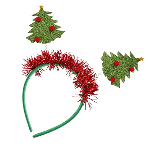 Healeved 2 Stück Teiliges Weihnachts Party Grüne Lametta Haarreifen mit Gelben Sternen Festliche Kopfbedeckung für Weihnachten Langlebig Dekoratives Accessoire für Weihnachtsfeiern und von Healeved