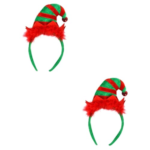 Healeved 2 Stück Weihnachtlicher Haarreif Rot Grün Festliches Kostüm Stirnband mit Glocken Verstellbar und Hautfreundlich Geeignet für Weihnachtsfeier Halloween und Party Unisex von Healeved
