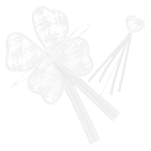 Healeved 2-teiliges Feenflügel- Und Zauberstab-set Für Frauen, Spitzenstickerei, Schmetterlingsflügel, Ideal Für Cosplay Und Halloween, Weißer Engelsflügel Und Schöner Zauberstab von Healeved