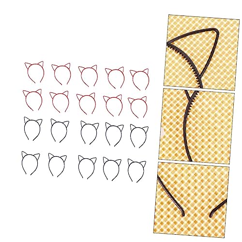 Healeved 20 Stück Teiliges Katzenohren Haarreifen Lustige und Kreative Haarschmuck Accessoires für Partys Cosplay und Kostüme Schwarz und Rot von Healeved