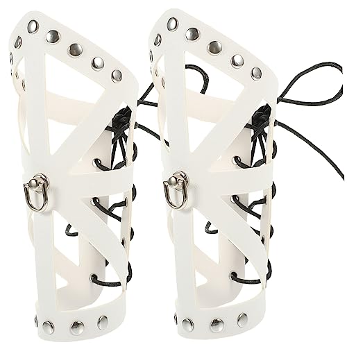 Healeved 2Stücke Punk Armguards Kunstleder Teiliges für LARP Robust Auffällig für Gothic Mode Männermode Perfektes Zubehör für Punk von Healeved