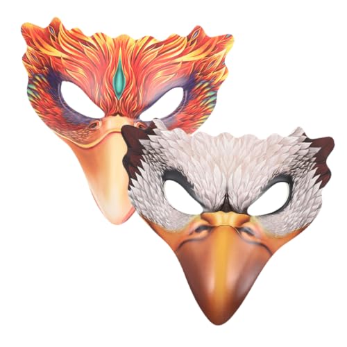 Healeved 2stücke Halbmasken Für Halloween Vogelmasken Pu- Für Cosplay Und Maskeraden Weißer Feuerphönix Masken von Healeved