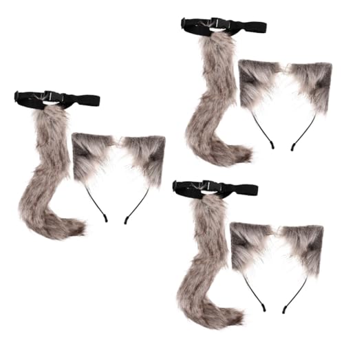 Healeved 3 Sätze Katzenohren Haarreif und Fluffy Fuchsschwanz für Halloween Party Accessoire und Cosplay Einheitsgröße Dunkelgrau für Erwachsene Healeved 3 Sätze Katzenohren Haarreif und Fluffy Fuchsschwanz für Halloween Party Accessoire und Cosplay Einheitsgröße Dunkelgrau für Erwachsene von Healeved
